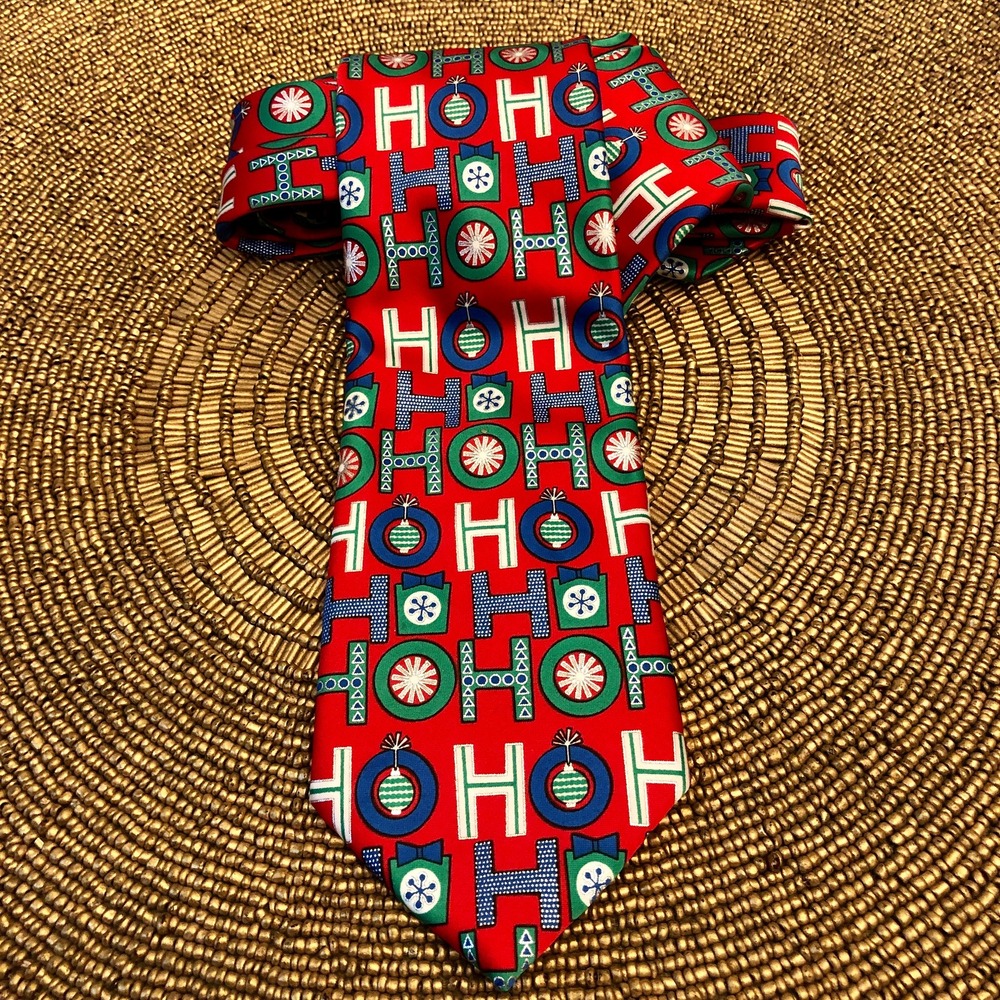 Ho Ho Ho Fun Christmas Party Necktie Hallmark Holiday Traditions‎ Polyester Tie - Picture 2 of 10
